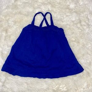 Mini Boden Blue Ruffle Tank Top, Size 3-4 Years